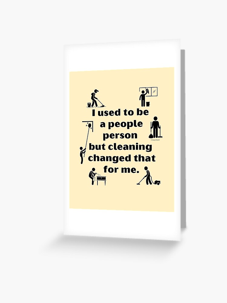 Thumbnail 1 of 2, Greeting Card, People Person Vacuum Mop Duster Broom Cleaning Humor designed and sold by SavvyCleaner.