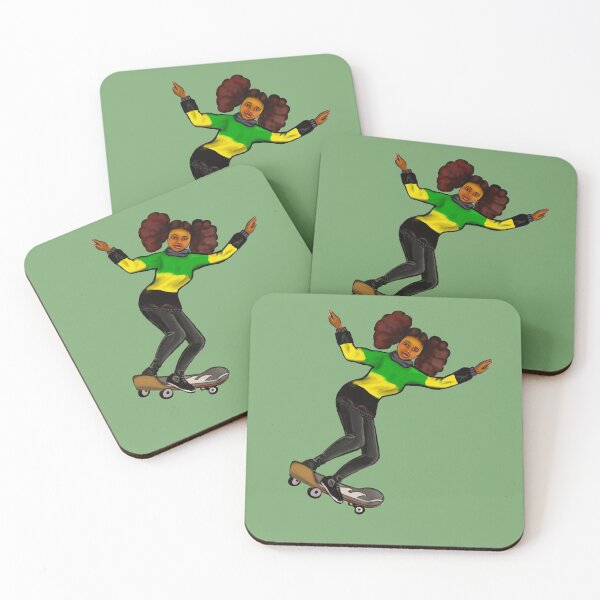 Item preview, Jamaica jumper skateboarding- manga anime Jamaican girl on a skateboard wearing jumper with the  colours of Jamaican flag in black green and yellow designed and sold by Artonmytee.