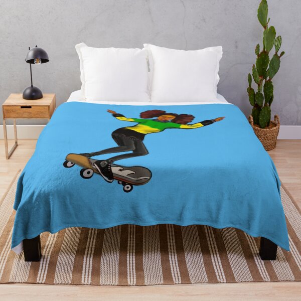Item preview, Jamaica jumper skateboarding- manga anime Jamaican girl on a skateboard wearing jumper with the colours of Jamaican flag in black green and yellow designed and sold by Artonmytee.