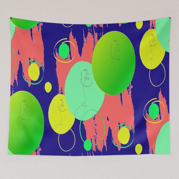 Item preview, Abstract Faces Colorful Circles abstract art design, linear design, nr 3,  Pscychedelic, Arte Abstraco designed and sold by Adri Barnard.