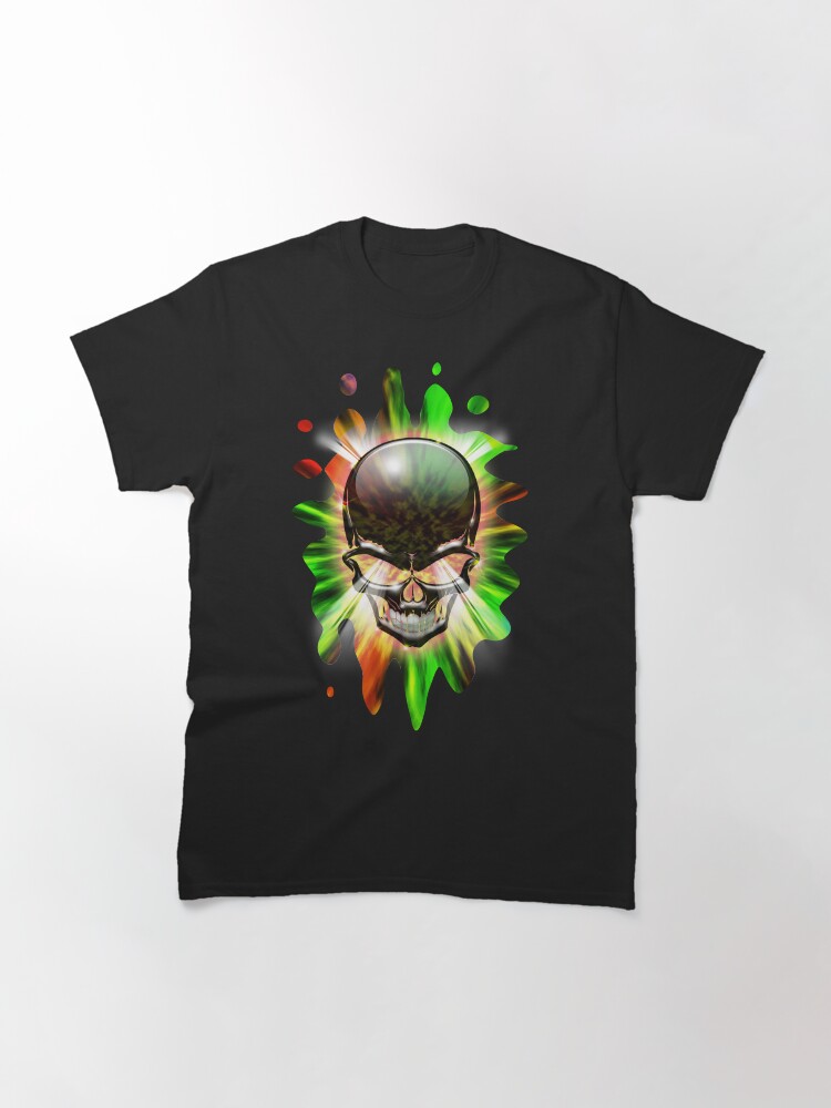Thumbnail 2 of 7, Classic T-Shirt, Crystal Skull on Psychedelic Flames designed and sold by BluedarkArt.