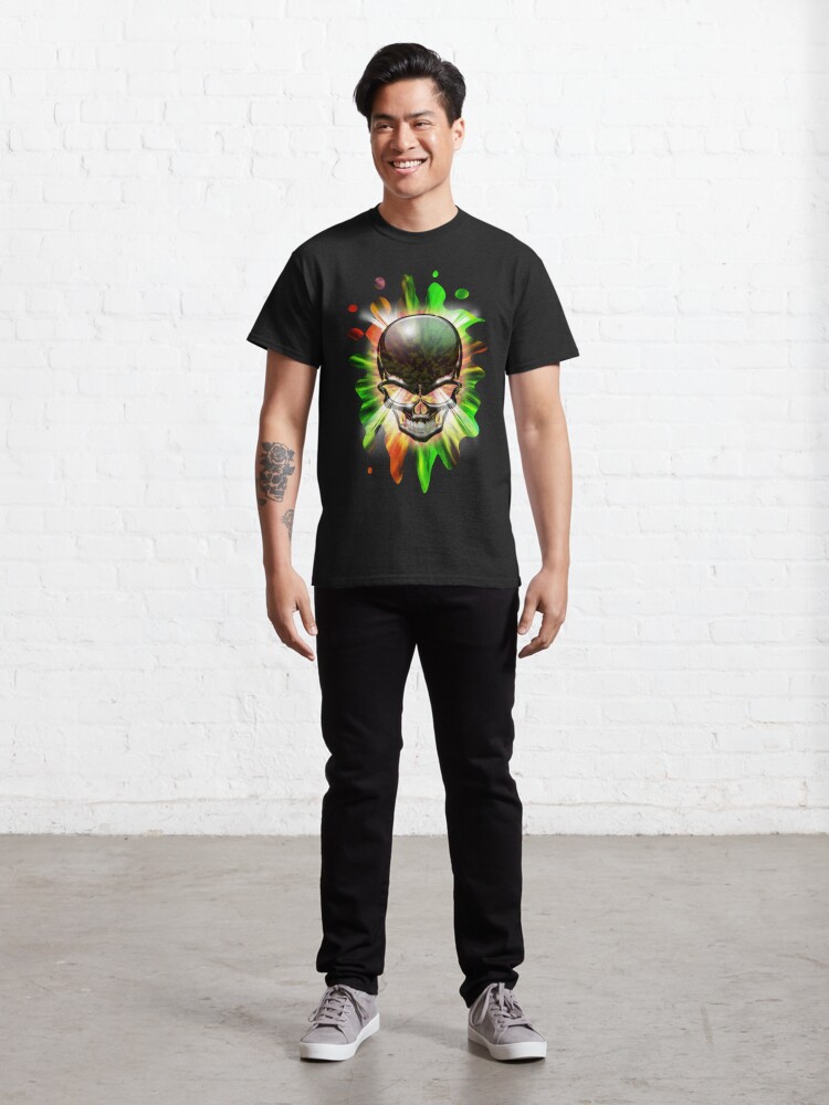 Alternate view of Crystal Skull on Psychedelic Flames Classic T-Shirt