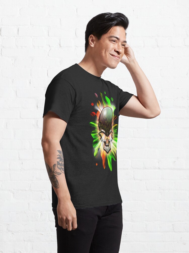 Thumbnail 5 of 7, Classic T-Shirt, Crystal Skull on Psychedelic Flames designed and sold by BluedarkArt.