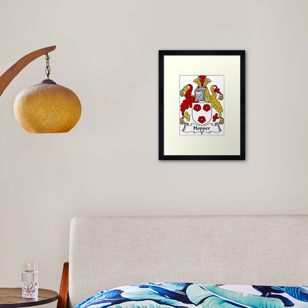 "Hopper Coat of Arms / Hopper Family Crest" Framed Art Print by
