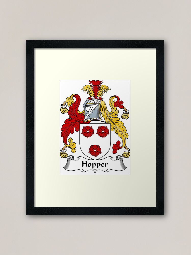 "Hopper Coat of Arms / Hopper Family Crest" Framed Art Print by