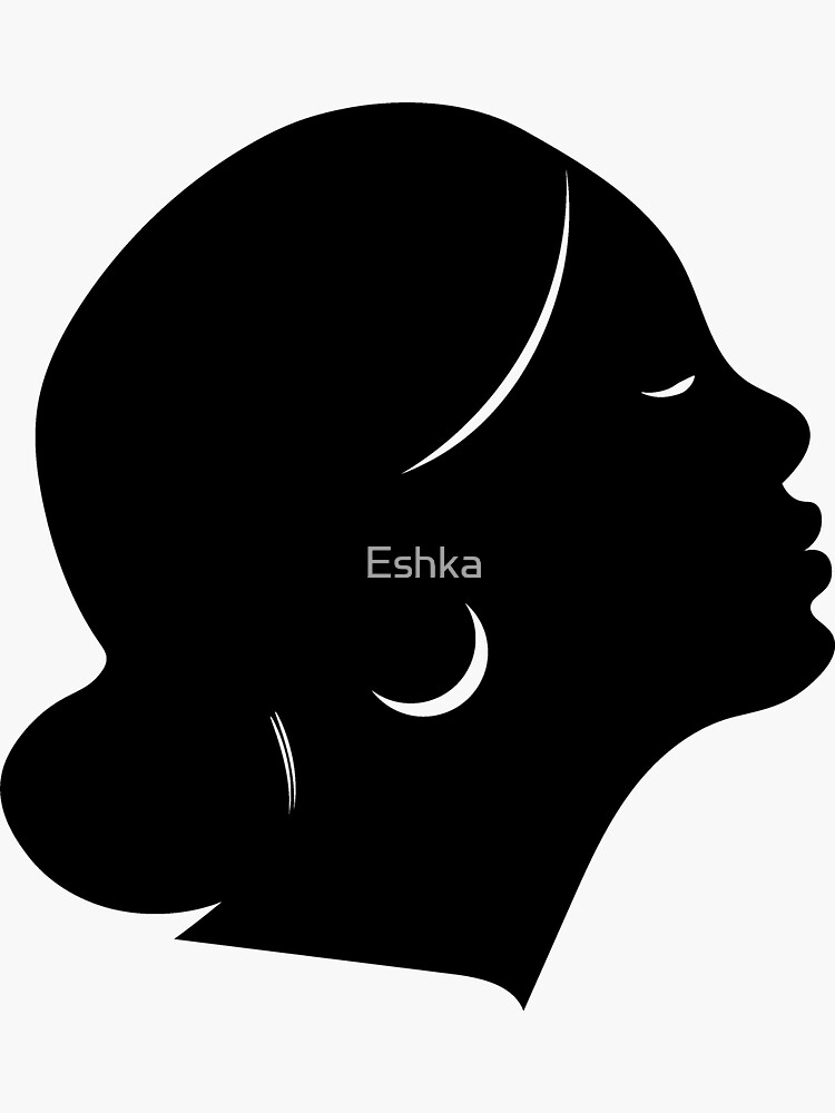 Aperçu 3 sur 3. Sticker avec l'œuvre Silhouette féminine noire créée et vendue par Eshka.