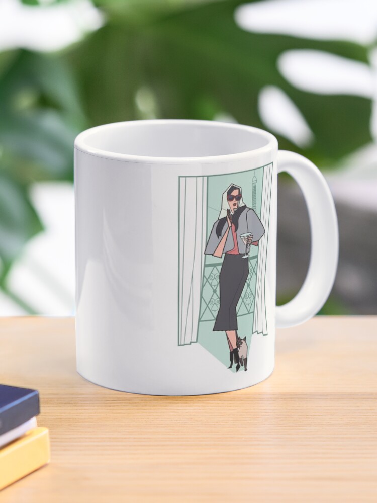 Thumbnail 1 of 6, Coffee Mug, Cats and cocktails retro print designed and sold by FloorFour.