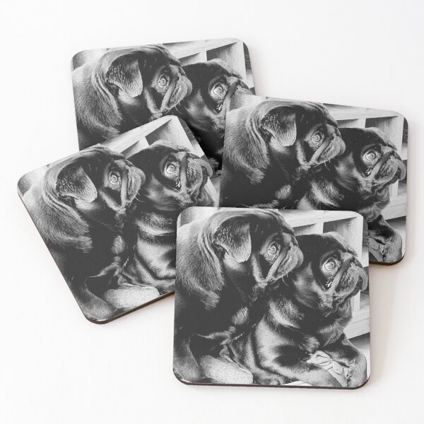Item preview, Dogs Black Pugs Siblings designed and sold by CabinArtStudio.