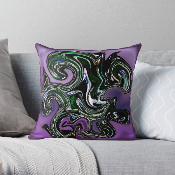Purple Green Swirl Cool Graphic Abstract Pattern Throw Pillow