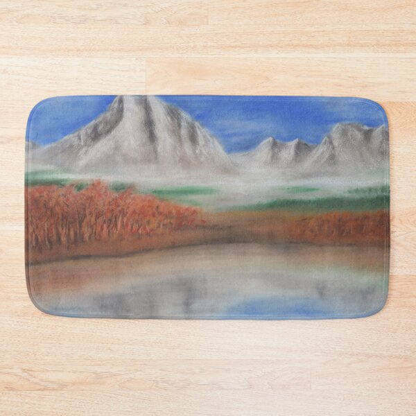 Item preview, Foggy Morning Blue Mountain Lake with Autumn Bathed Trees and Clear Blue Lake designed and sold by PrettyLittlePic.