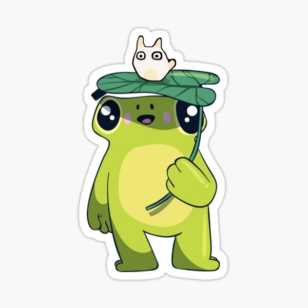 Frosch mit Blatt Sticker