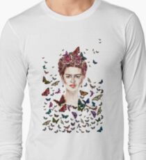 Frida Kahlo Flowers Butterflies Long Sleeve T-Shirt