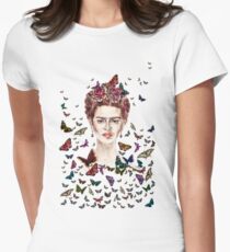 Frida Kahlo Flowers Butterflies Women's Fitted T-Shirt