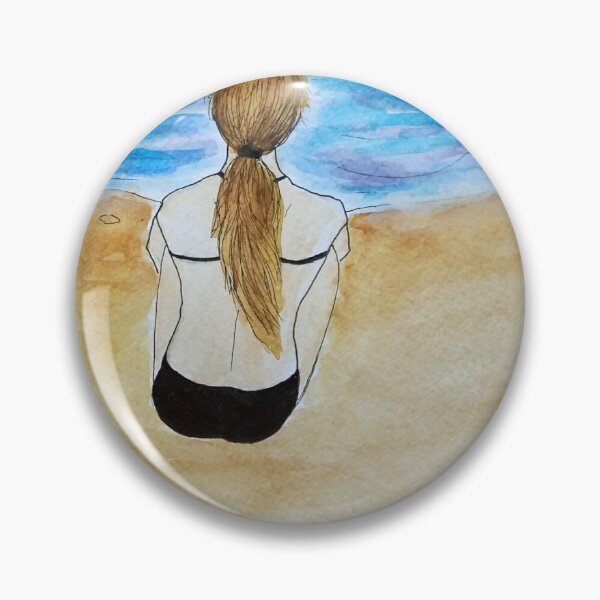 Item preview, Girl at the beach watercolor painting designed and sold by horseaddicted.