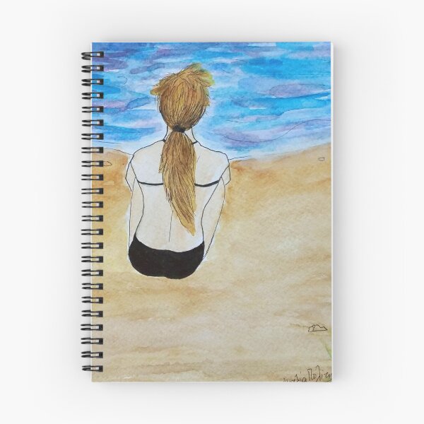 Item preview, Girl at the beach watercolor painting designed and sold by horseaddicted.