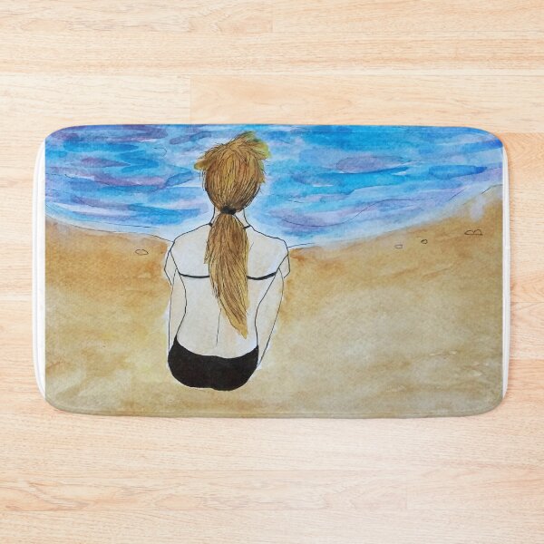 Item preview, Girl at the beach watercolor painting designed and sold by horseaddicted.