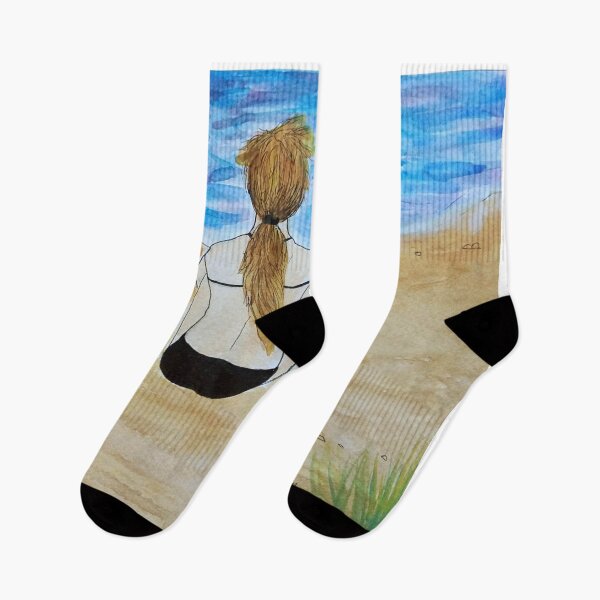 Item preview, Girl at the beach watercolor painting designed and sold by horseaddicted.