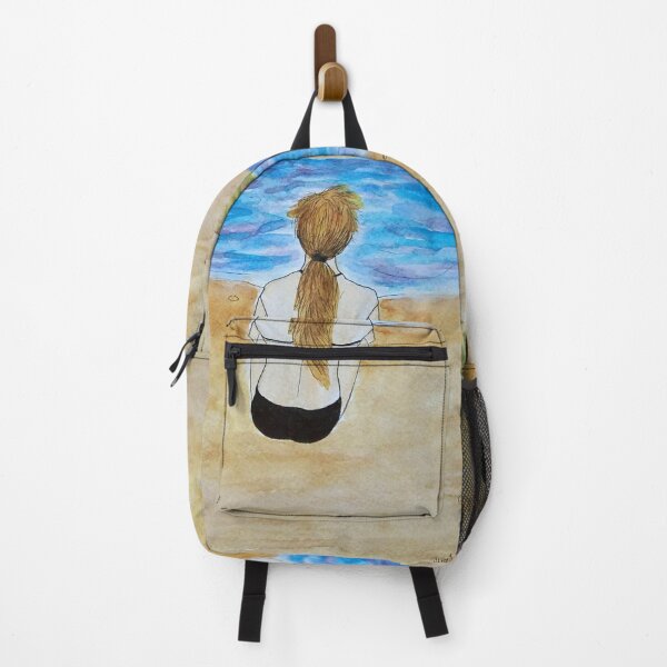 Item preview, Girl at the beach watercolor painting designed and sold by horseaddicted.