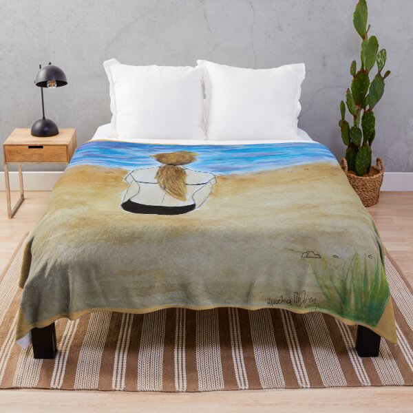 Item preview, Girl at the beach watercolor painting designed and sold by horseaddicted.