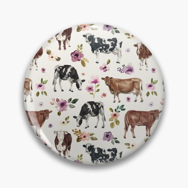 Item preview, Cows and Flowers, Farmhouse, Purple Floral, Cowgirl, Cow Art Print designed and sold by cateandrainn.