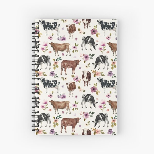 Vista previa del artículo con la obra «Vacas y flores, granja, flores púrpuras, vaquera, vaca Lámina artística», diseñado y vendido por cateandrainn.