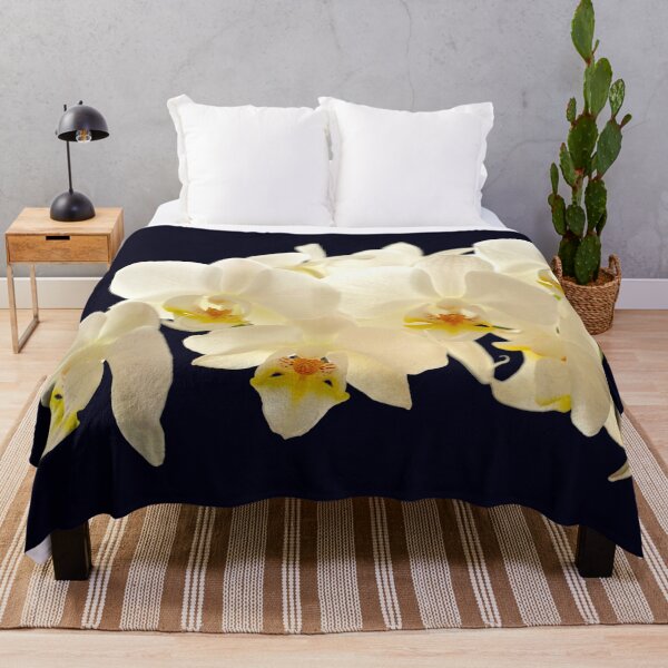 Item preview, Beautiful White Orchid Flower on the Dark Blue Background designed and sold by ALEX PHOTO DREAMS.
