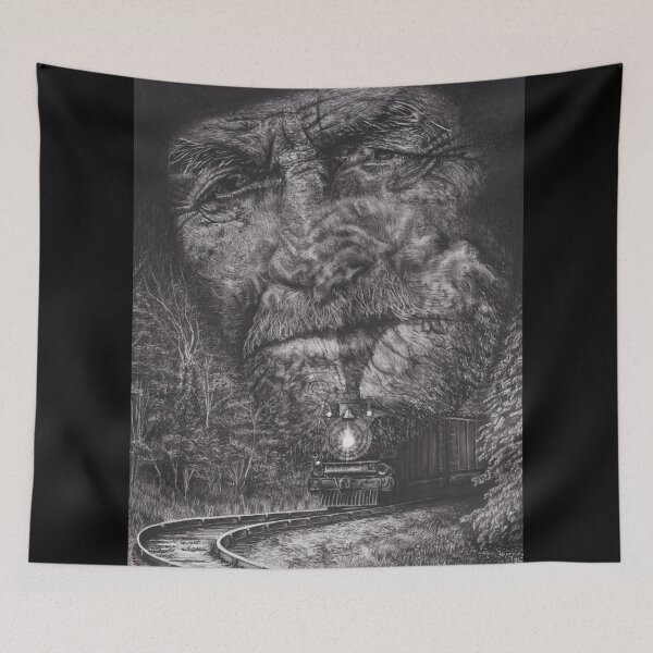 Item preview, Coal Miner with Coal Train on Railroad Tracks designed and sold by PrettyLittlePic.