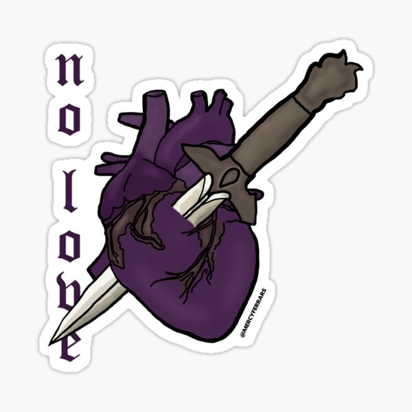 NO LOVE Heart & Dagger Design Sticker
