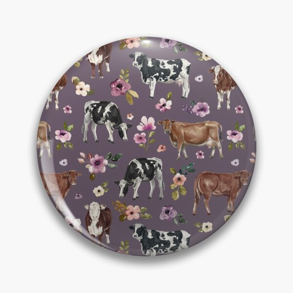 Item preview, Cows and Floral on Dark Purple, Farmhouse, Purple Flowers, Cowgirl, Cow Art designed and sold by cateandrainn.