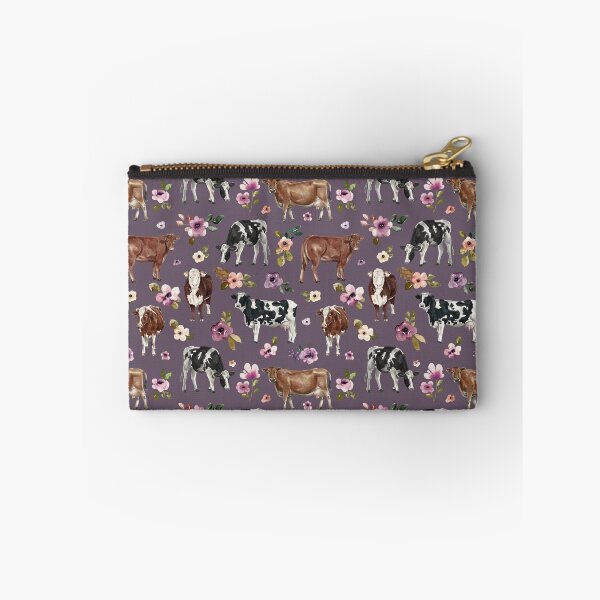 Item preview, Cows and Floral on Dark Purple, Farmhouse, Purple Flowers, Cowgirl, Cow Art designed and sold by cateandrainn.