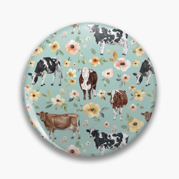 Item preview, Cows with Flowers, Yellow Flowers, Pink Floral, Cowgirl, Cow Art, Farm Life designed and sold by cateandrainn.