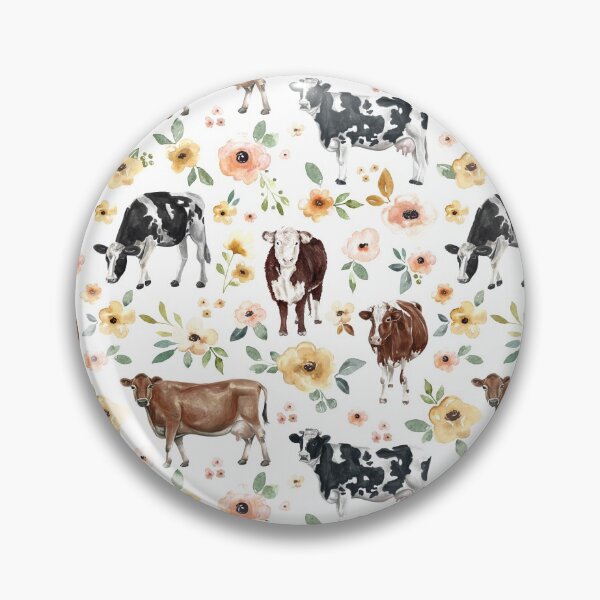 Item preview, Floral Cow Print, Yellow Flowers, Pink Floral, Cowgirl, Cow Painting, Country designed and sold by cateandrainn.