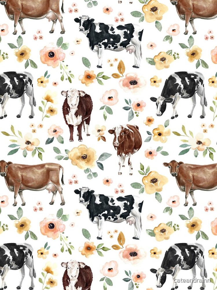 Imagen 4 de 4, Funda de iPhone con la obra Estampado floral de vaca, flores amarillas, floral rosa, vaquera, pintura de vaca, país, diseñada y vendida por cateandrainn.