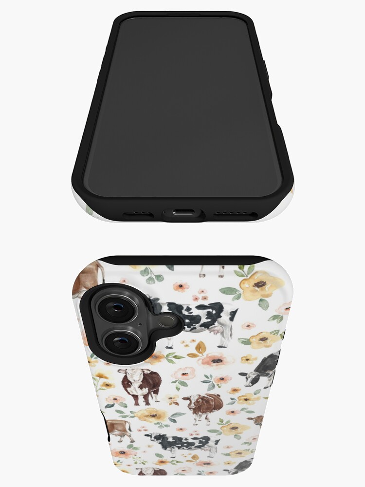Imagen 3 de 4, Funda de iPhone con la obra Estampado floral de vaca, flores amarillas, floral rosa, vaquera, pintura de vaca, país, diseñada y vendida por cateandrainn.