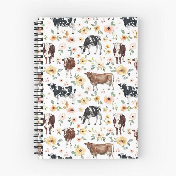 Aperçu de l'œuvre Imprimé floral de vache, fleurs jaunes, Floral rose, Cowgirl, peinture de vache, pays créée et vendue par cateandrainn.