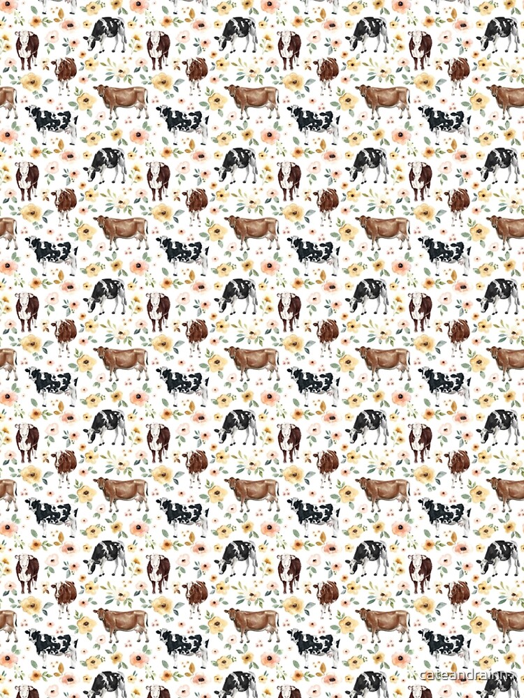 Imagen 5 de 5, Leggings con la obra Estampado floral de vaca, flores amarillas, floral rosa, vaquera, pintura de vaca, país, diseñada y vendida por cateandrainn.