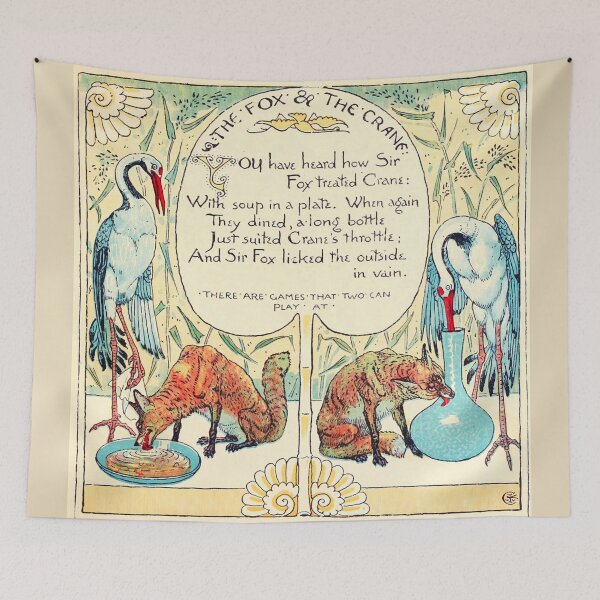 Item preview, RED FOX AND THE CRANE  Art Nouveau Aesop Fables designed and sold by BulganLumini.