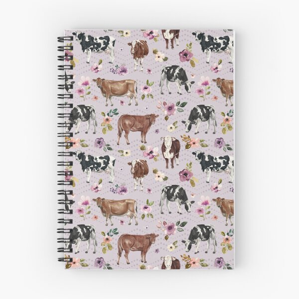 Item preview, Cows and Flowers, Lavender, Watercolor Floral, Western, Cow Painting, Country designed and sold by cateandrainn.