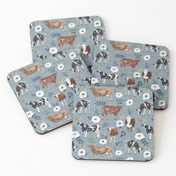 Item preview, Cow Print, Floral, Blue,Western, Cow Painting, Farmhouse Decor designed and sold by cateandrainn.