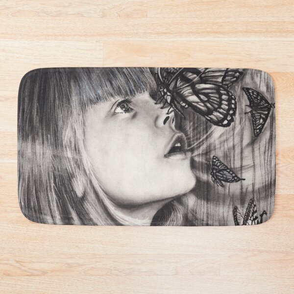 Item preview, Surreal Drawing of Little Girl with a Butterfly on her Nose, A Room Full of Butterflies  designed and sold by PrettyLittlePic.