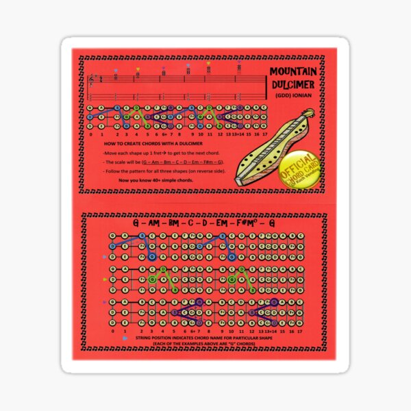 GDD mountain Dulcimer Chord Card Sticker