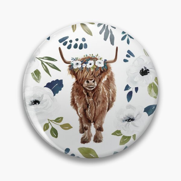 Item preview, Highland Cow, Floral, Floral Crown, Cow Painting, Farmhouse Decor designed and sold by cateandrainn.