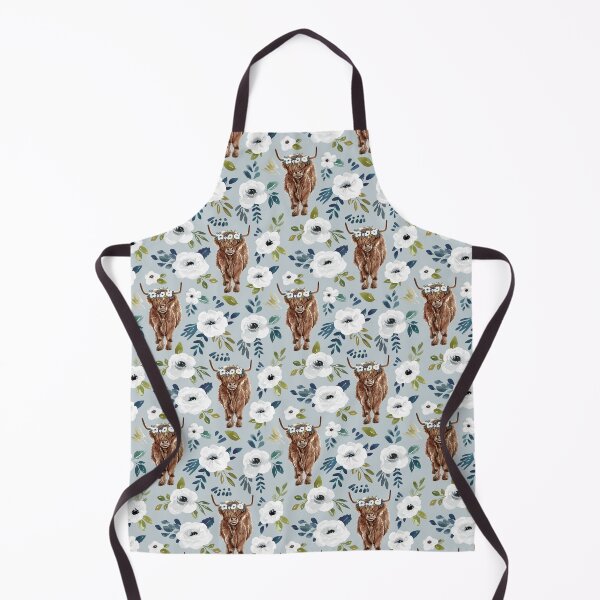 Item preview, Highland Cow with Flowers, Blue, Floral Crown, Cow Painting, Farmhouse Decor designed and sold by cateandrainn.