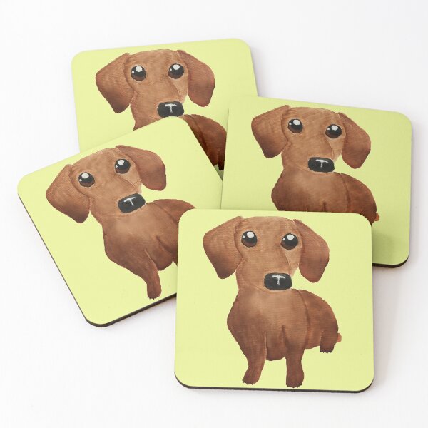Aperçu de l'œuvre Aquarelle mignon chiot teckel aquarelle très mignonne créée et vendue par WatercolorFun.