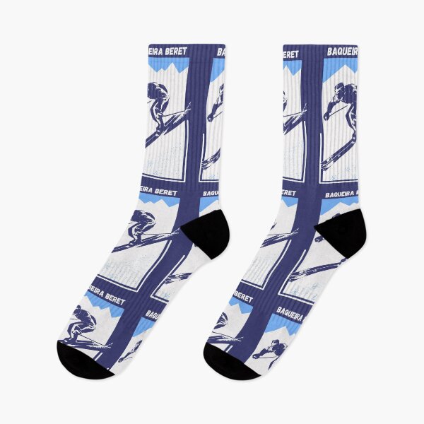 Item preview, Vintage Retro Blue Ski Poster for Mountain Alpine Skier with the name of the Spanish ski resort Baqueira-Beret designed and sold by Vintage-TM.