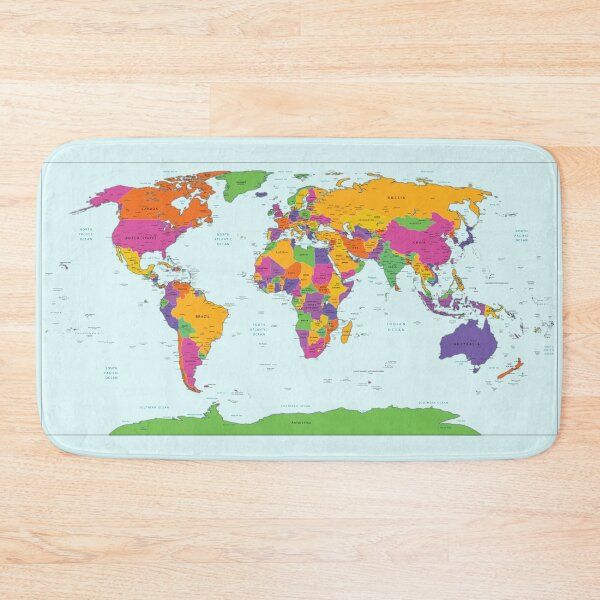 Item preview, Detailed World Map with names of the oceans, seas, Lakes, Rivers, capitals and cities , countries name and international boundaries designed and sold by mashmosh.