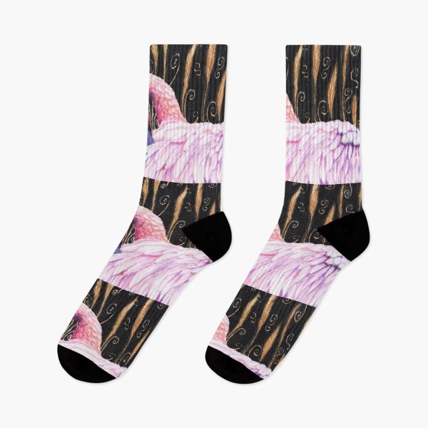 Item preview, Pink Flamingo Watercolor Painting with Black and Gold Grass Background  designed and sold by PrettyLittlePic.
