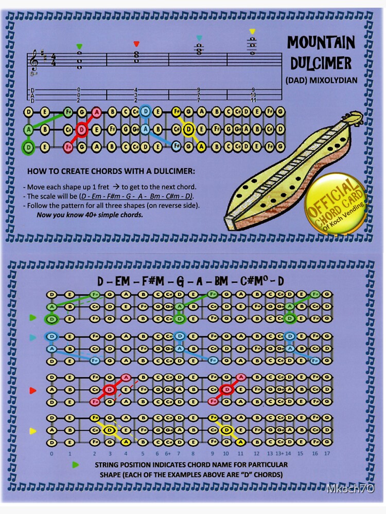 "DAD Mountain Dulcimer Chord Chart" Sticker for Sale by Mkoch70 | Redbubble