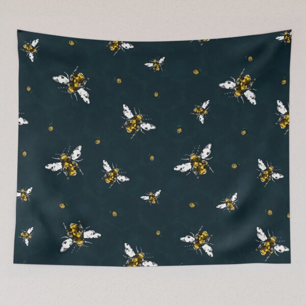 Item preview,  Geometric bees and beehives - blue background designed and sold by Caroline Bochud.