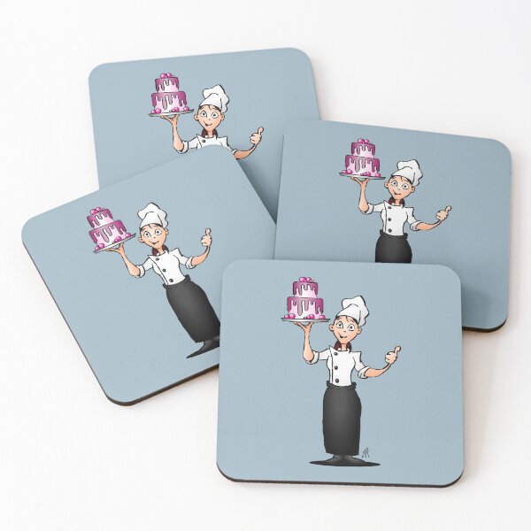 Item preview, Pastry chef with a pink glazed cake designed and sold by cardvibes.